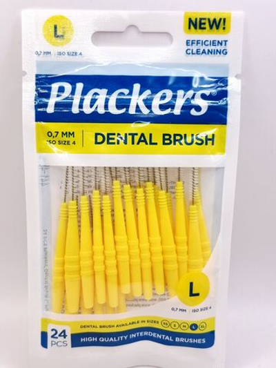 Межзубные ершики Plackers Dental Brush L 0,7 мм 24 шт. желтые