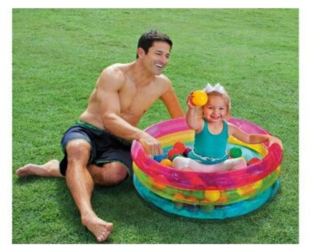 Надувной детский сухой бассейн с шариками Intex 48674 Ring Baby Ball Pit 86х25 см 50 шариков от 1 года