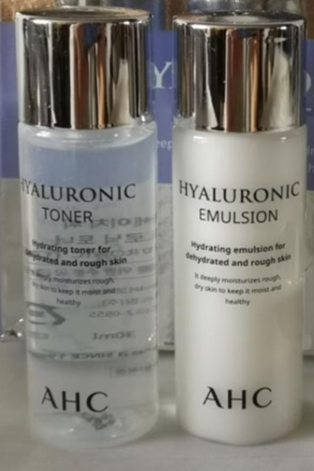 AHC hyaluronic skin care mini set (toner + emulsion) – Увлажняющий набор с гиалуроновой кислотлой (travel)