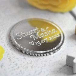 Серебряная монета 35 мм с гравировкой на заказ (ручная работа)