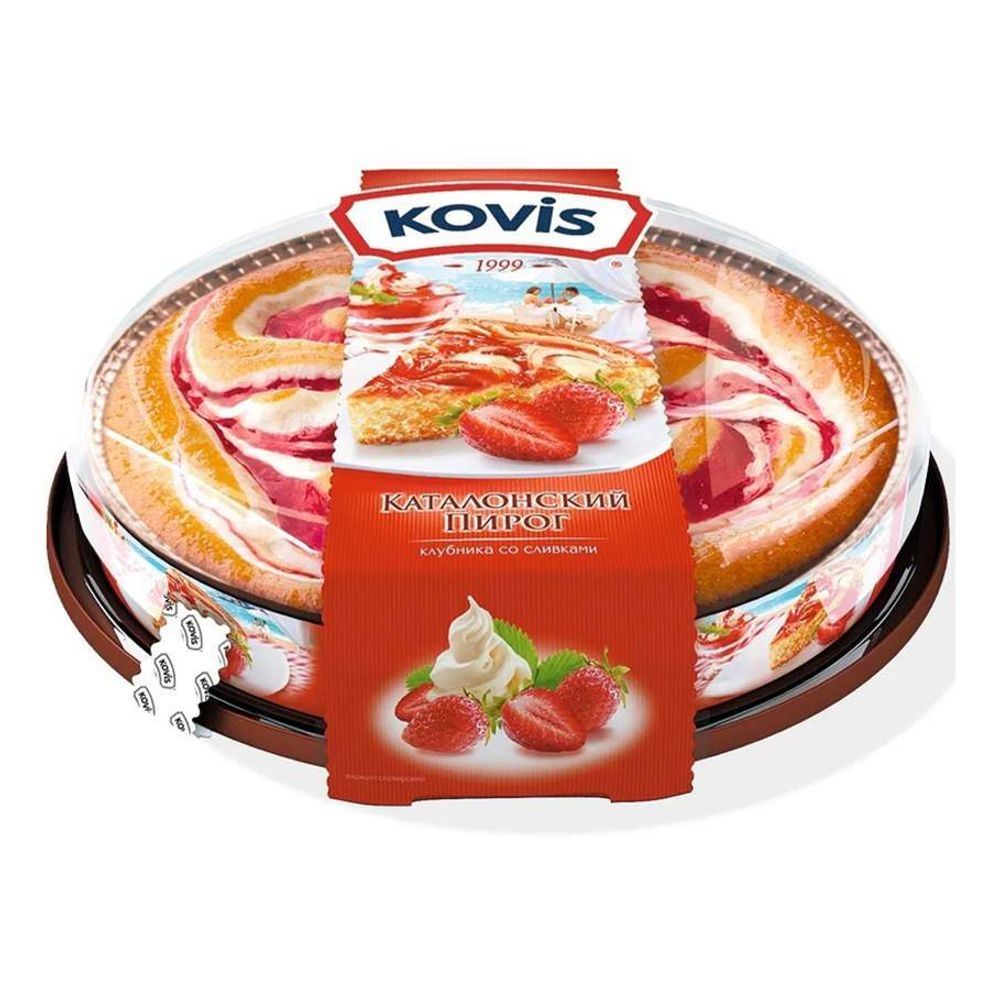Пирог бисквитный  Kovis  с начинками слив и фруктово-ягодной клубничной 400г