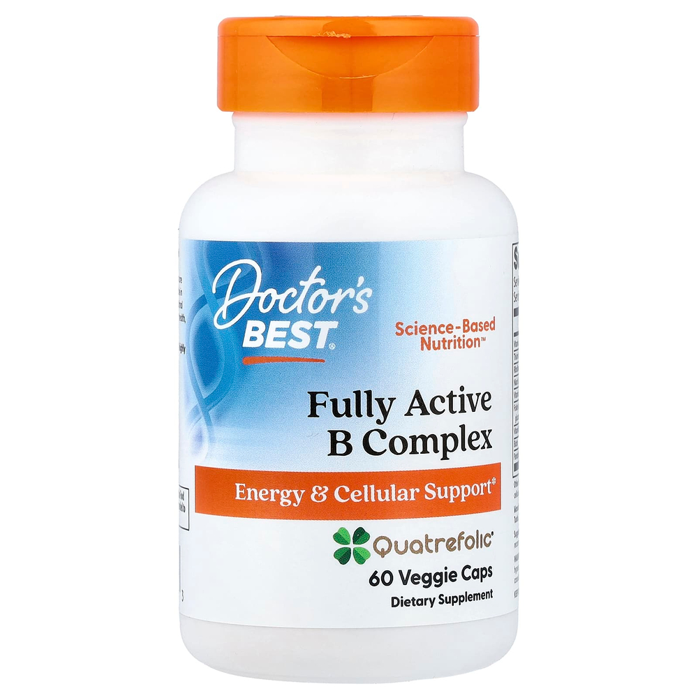 Doctor's Best, активный комплекс витаминов группы B, 60 растительных капсул