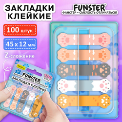 Закладки клейкие Z-сложения FUNSTER(ФАНСТЕР) "Лапки котов",45х12мм,100шт, 116691