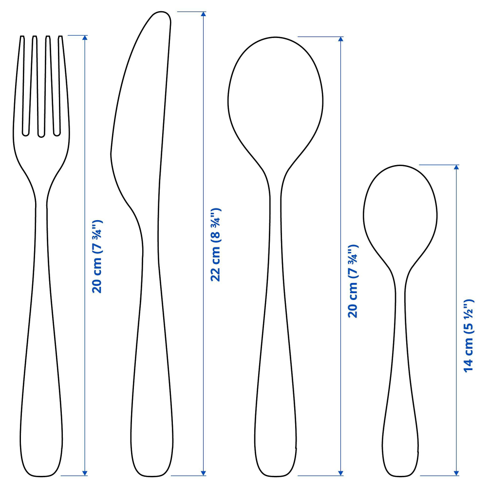 Набор столовых приборов на 6 персон IKEA BEHAGFULL (БЕХАГФУЛЛ), Нержавеющая сталь, 24 шт