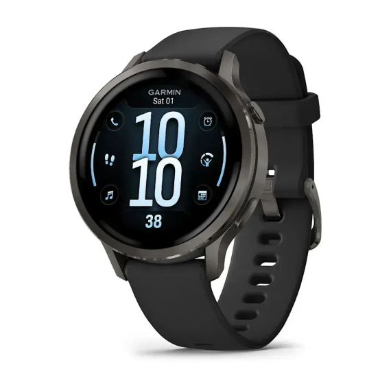 Умные часы Garmin Venu 4 41 мм, сланцевый корпус, черный силиконовый ремешок