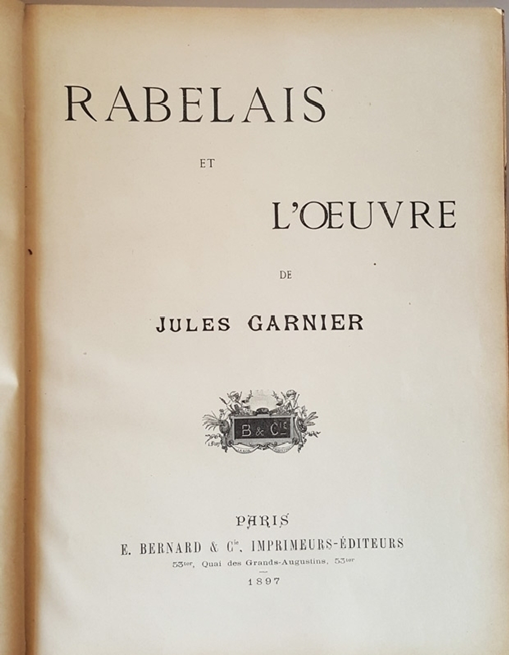 "Rabelais et loeuvre de Jules Garni (Рабле и творчество Жюля Гарни)"  1897 г.  Антикварная книга
