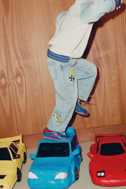 ZARA ДЖИНСЫ BAGGY HOT WHEELS MATTEL ©, ГОЛУБОЙ