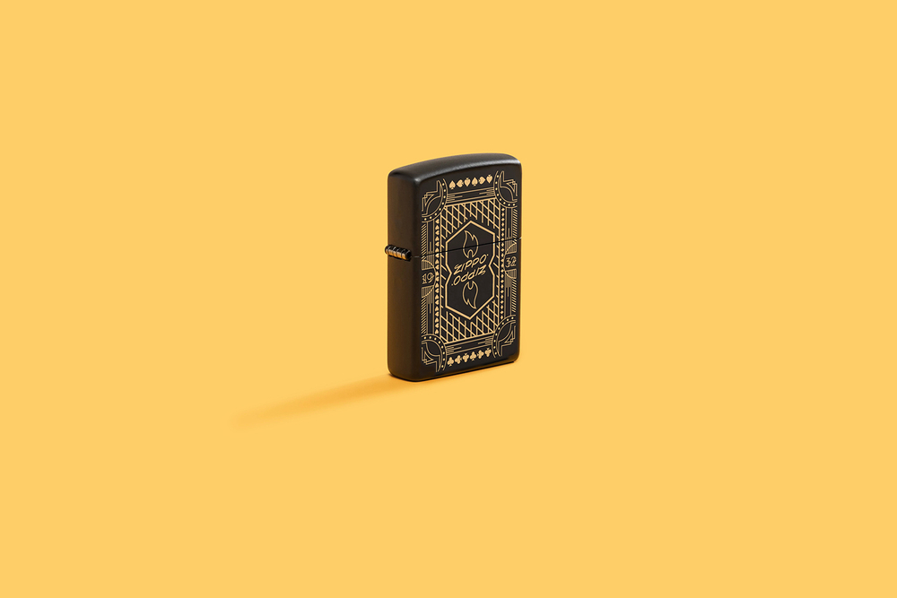 Зажигалка ZIPPO Lines Design с покрытием Black Matte, латунь/сталь, черная, матовая, 38x13x57 мм, шт