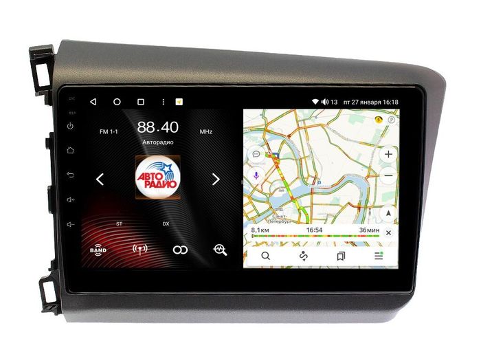 Магнитола для Honda Civic 9 седан 2012 (левый руль) - Vaycar VA20-0132 на Android 13, Быстрая, 4G SIM-слот