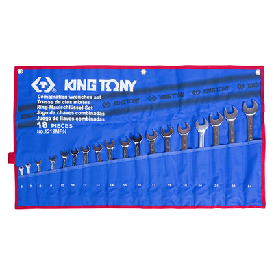 KING TONY (1218MRN) Набор комбинированных ключей, 6-24 мм, 18 предметов
