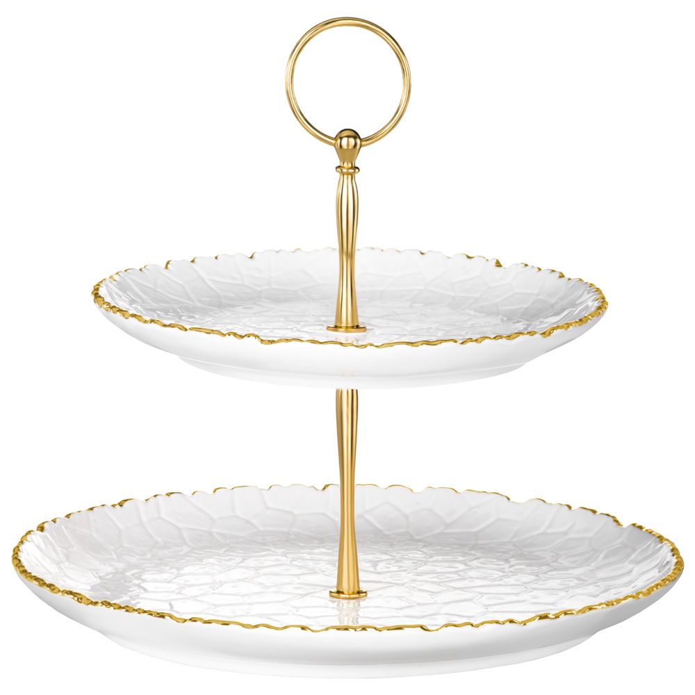 БЛЮДО ДВУХЪЯРУСНОЕ LEFARD "CHARM" 19*2,5 СМ/26*2,5 СМ (С ЗОЛОТОЙ ЛИНИЕЙ)