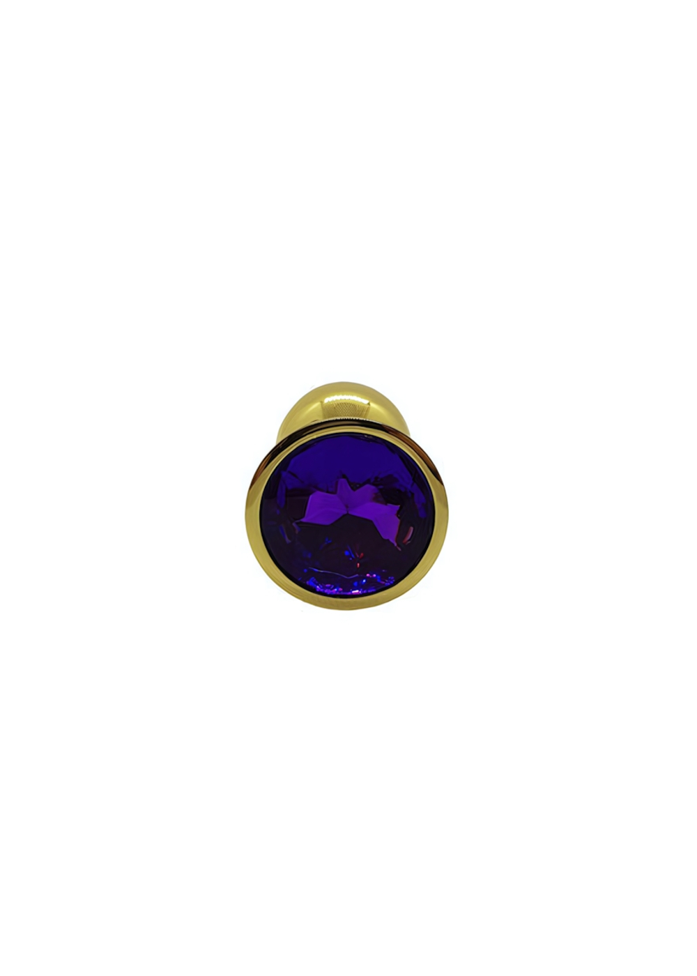 Анальная пробка металлическая золотая с фиолетовым кристаллом Onjoy Metal Plug Gold Small (Цвет: золотой с фиолетовым)