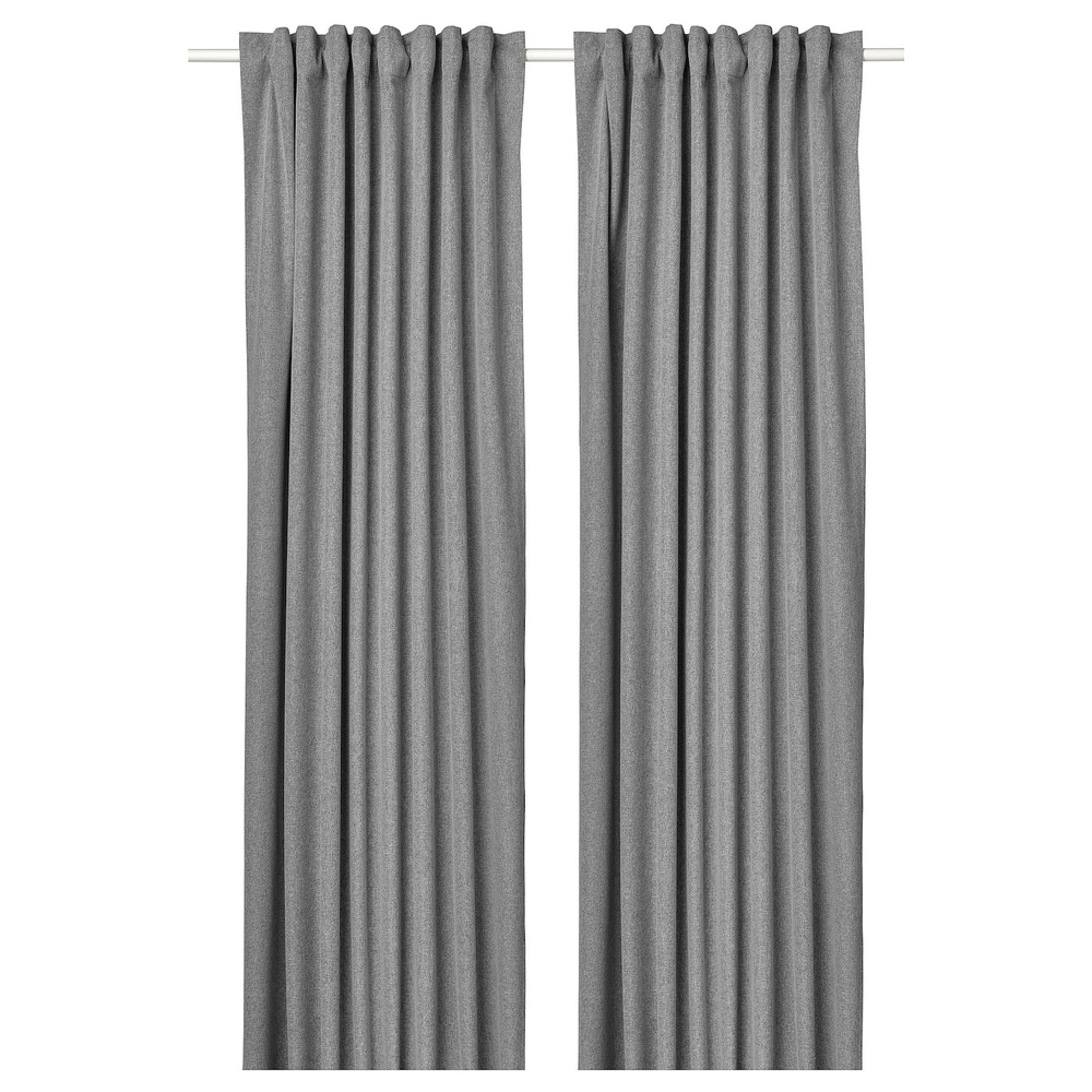 IKEA ROSENMANDEL  (ИКЕА РОСЕНМАНДЕЛ)  -  Шторы блэкаут, пара, на ленте/серый, 135x300 см