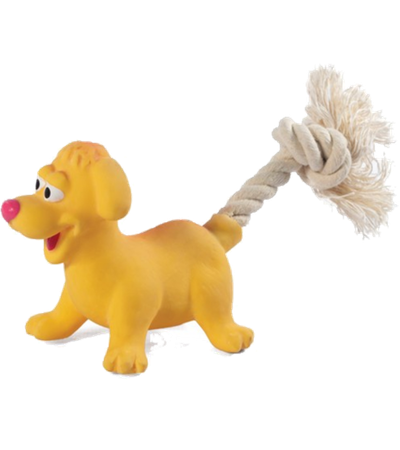 Игрушка для собак мелких пород из латекса "Собачка с веревкой", 85/180мм, серия Mini Dogs, Triol