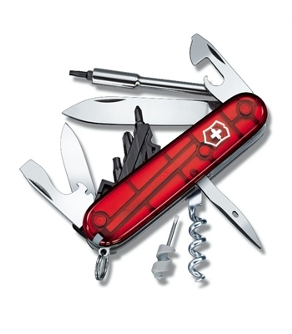 Нож Victorinox CyberTool 29, 91мм, прозрачный красный,  1.7605.T