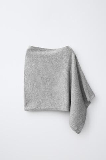 ZARA НАКИДКА ИЗ ТОНКОГО ТРИКОТАЖА, СЕРЫЙ МЕЛАНЖ