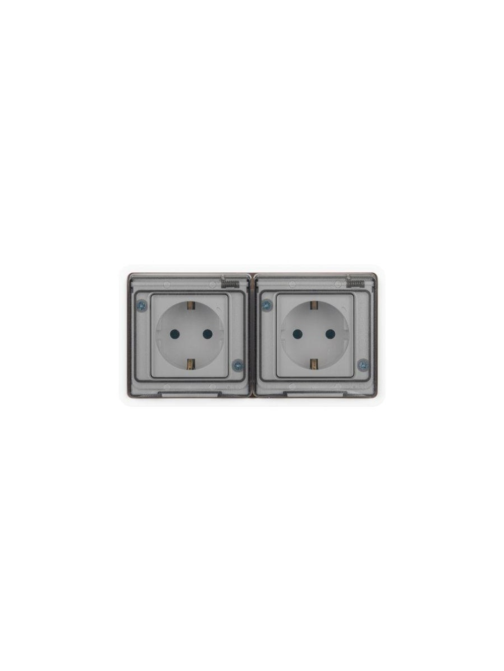 Розетка Эксперт 11-2523-01 2х2P+E гориз. IP55 16А-250В СУ бел. Эра Б0063276
