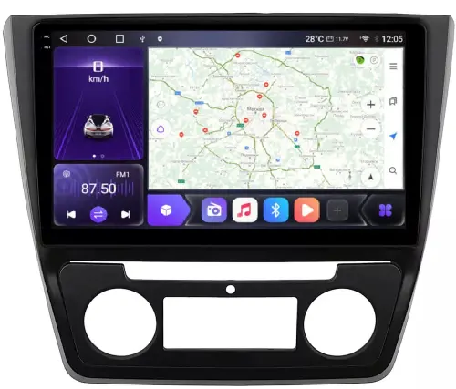 Магнитола для Skoda Yeti 2009-2018 (климат) - Kuberg OL-1919 QLed+2K, Android 12, Быстрая, CarPlay, 4G SIM-слот