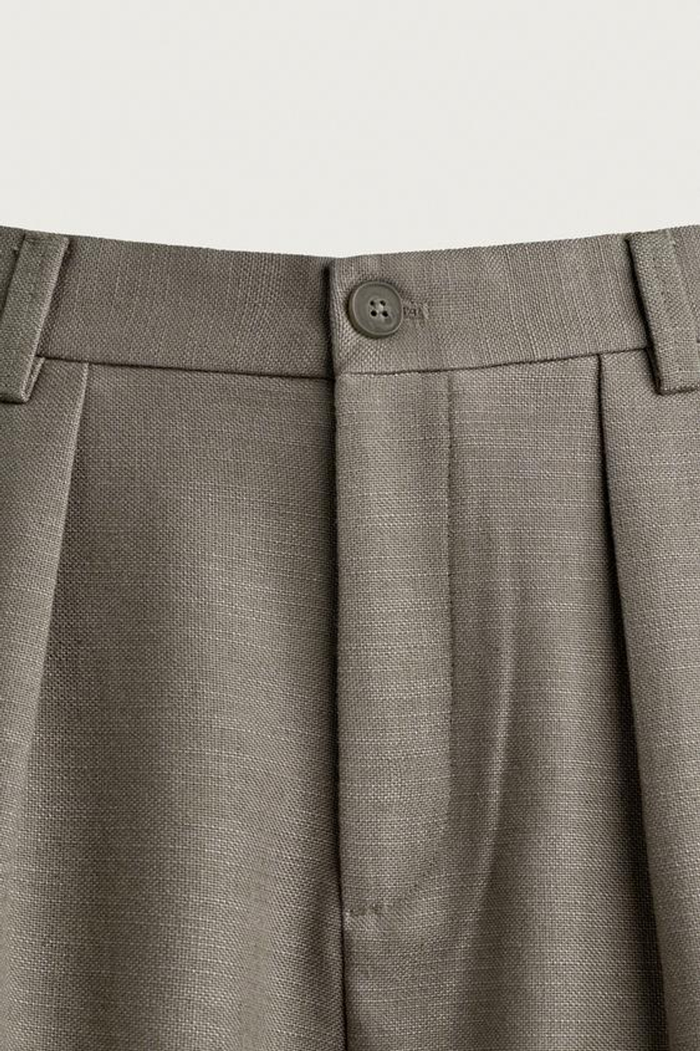 ZARA БРЮКИ RELAXED FIT СО СКЛАДКАМИ, ЗЕЛЕНЫЙ/СЕРЫЙ