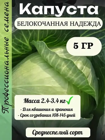Семена капуста белокочанная Надежда 5 гр