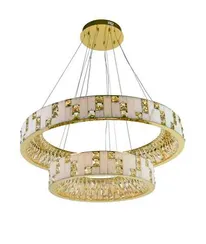 Люстра подвесная светодиодная NewRgy 6029E/130W GOLD+CLEAR, 130 Вт, золотая и прозрачная