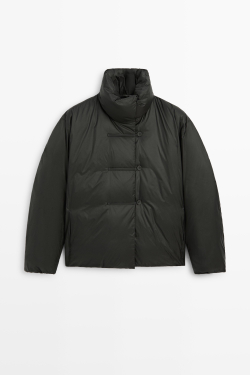 Massimo Dutti Пуховик с застежками-тоггл, антрацитово-серый