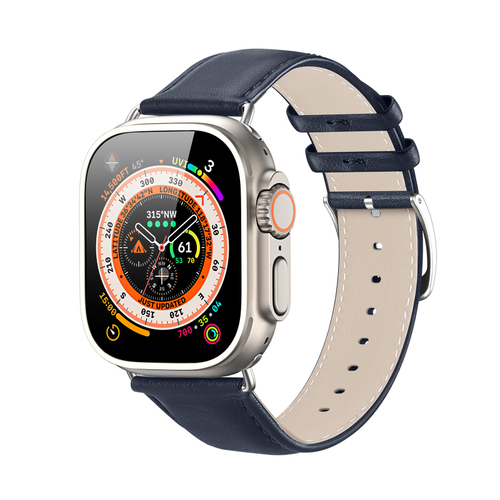 Ремешок из кожи синего цвета от Dux Ducis для смарт часов Apple Watch 38, 40, 41, 42мм, серия YS Series