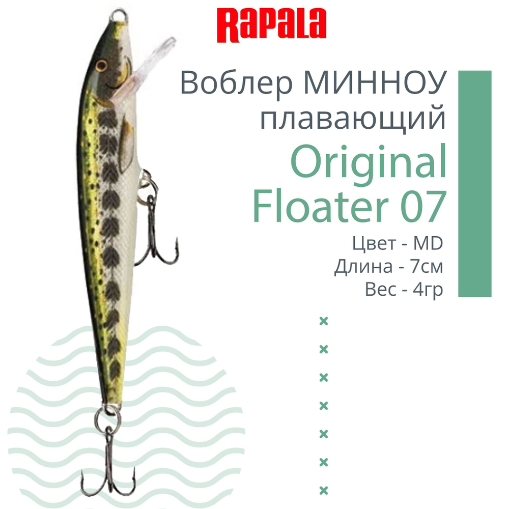 Воблер Original Floater 07, 7см, 4гр, цвет MD, плавающий