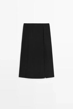 Massimo Dutti Юбка-миди с пуговицами, черный