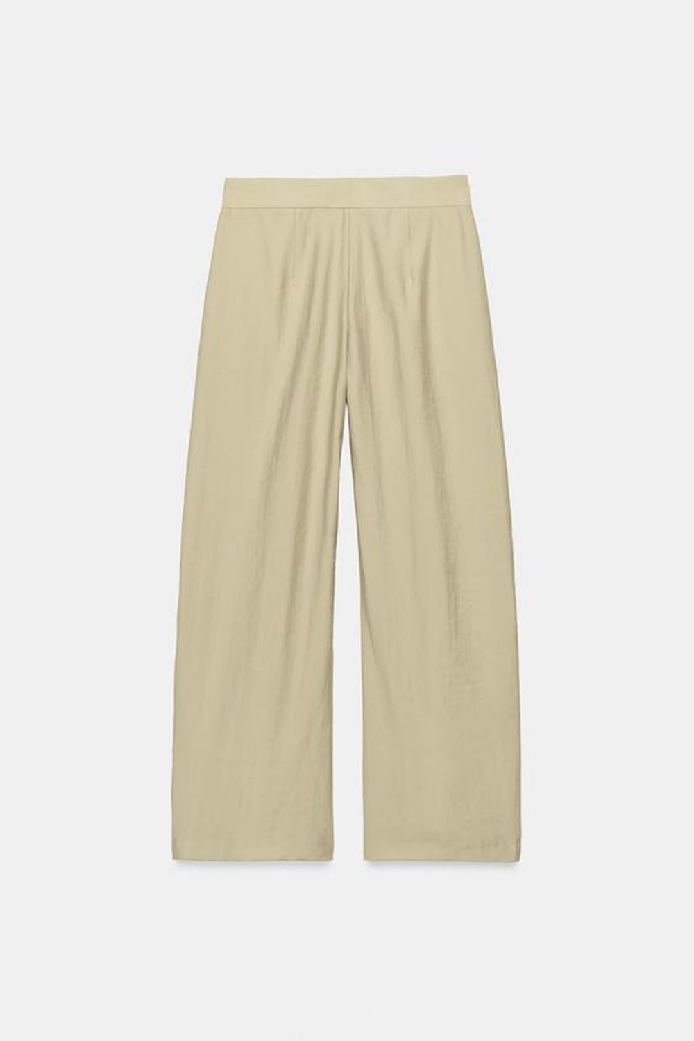 ZARA БРЮКИ WIDE-LEG С ЗАЩИПАМИ — ZW COLLECTION, СВЕТЛО-ОЛИВКОВЫЙ