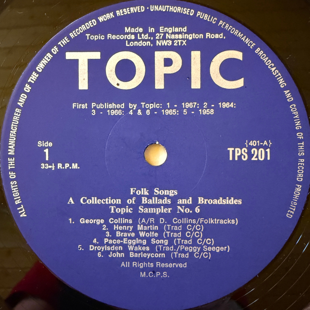 Сборник Folk Songs - A Collection Of Ballads And Broadsides (Англия 1970г.)