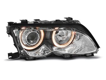 Передние фары Bmw 3 E46 angel eyes chrome