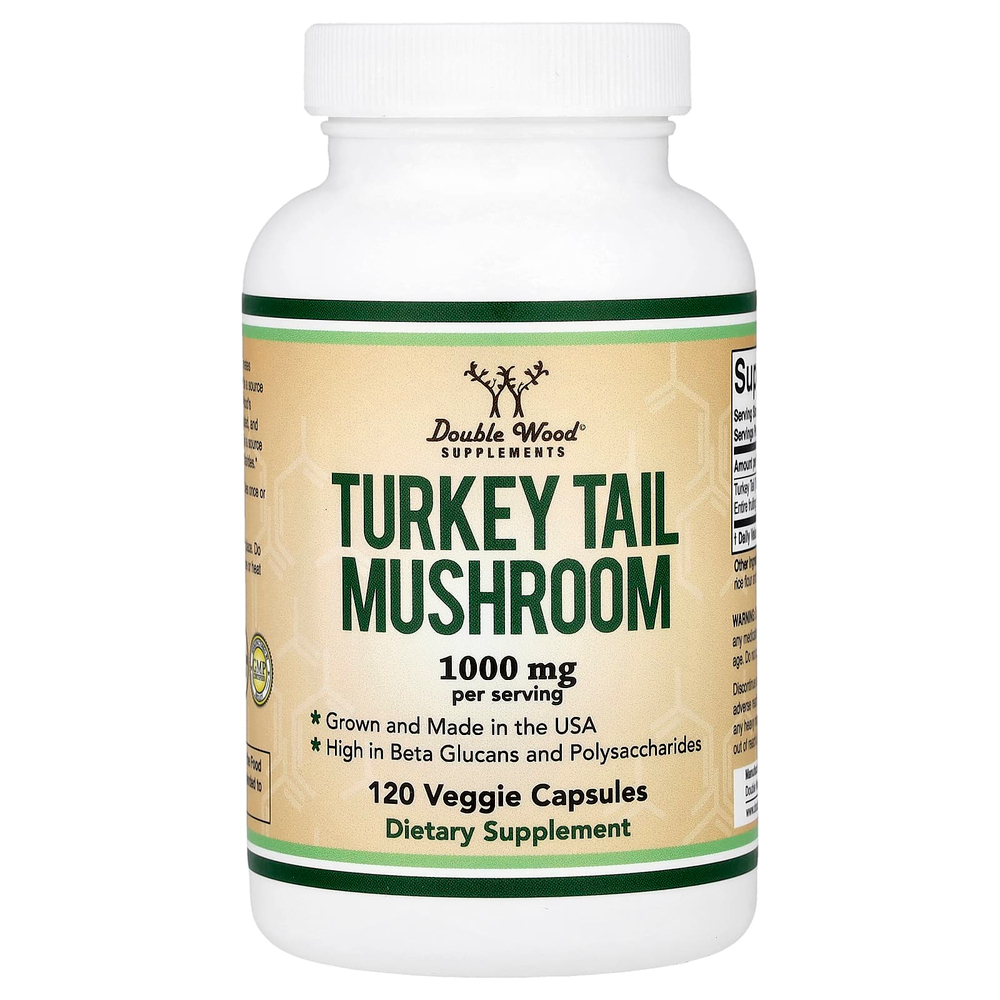 Double Wood Supplements, гриб трутовик разноцветный, 120 вегетарианских капсул (500 мг в 1 капсуле)