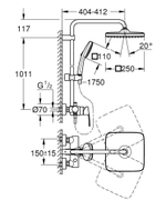 Душевая система GROHE Tempesta System 250 Cube с однорычажным смесителем настенного монтажа, хром (26692001)
