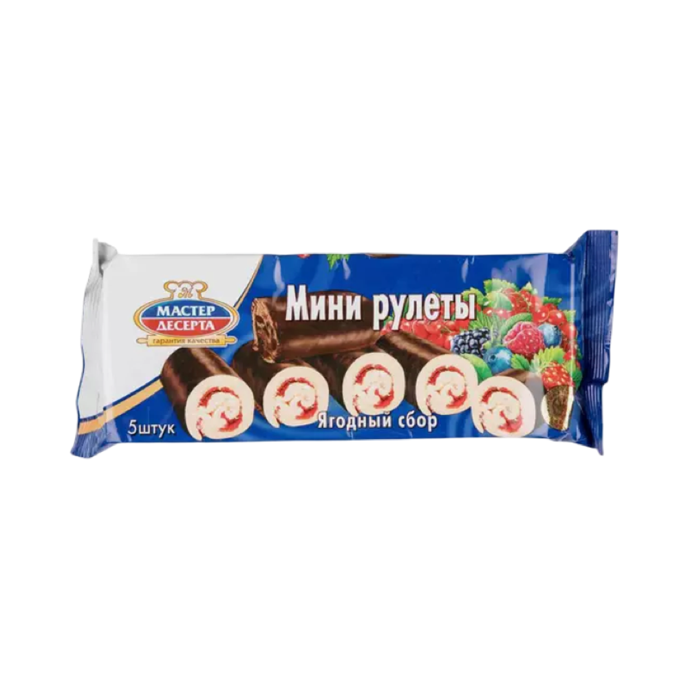 Мини-рулет бискв Мастер Десерта с кремом и  начинкой ягодный сбор 35г*4
