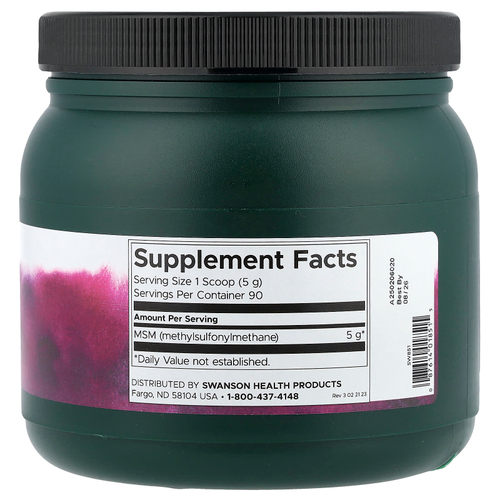 Swanson Vitamins, МСМ в порошке, готовая смесь и без добавок, 454 г (1 фунт)