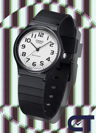 CASIO MQ-24-7B2 — классические аналоговые часы с белым циферблатом