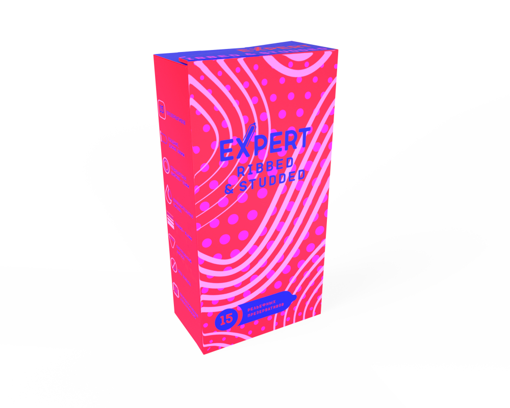 Презервативы EXPERT Ribbed-Studded, ребристо-точечный, 15 шт