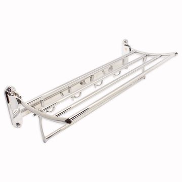 Полка раскладная с крючками и откидным полотенцедержателем Besser BS 8201 (60х25х16,5 см) из хромированного цинкового сплава