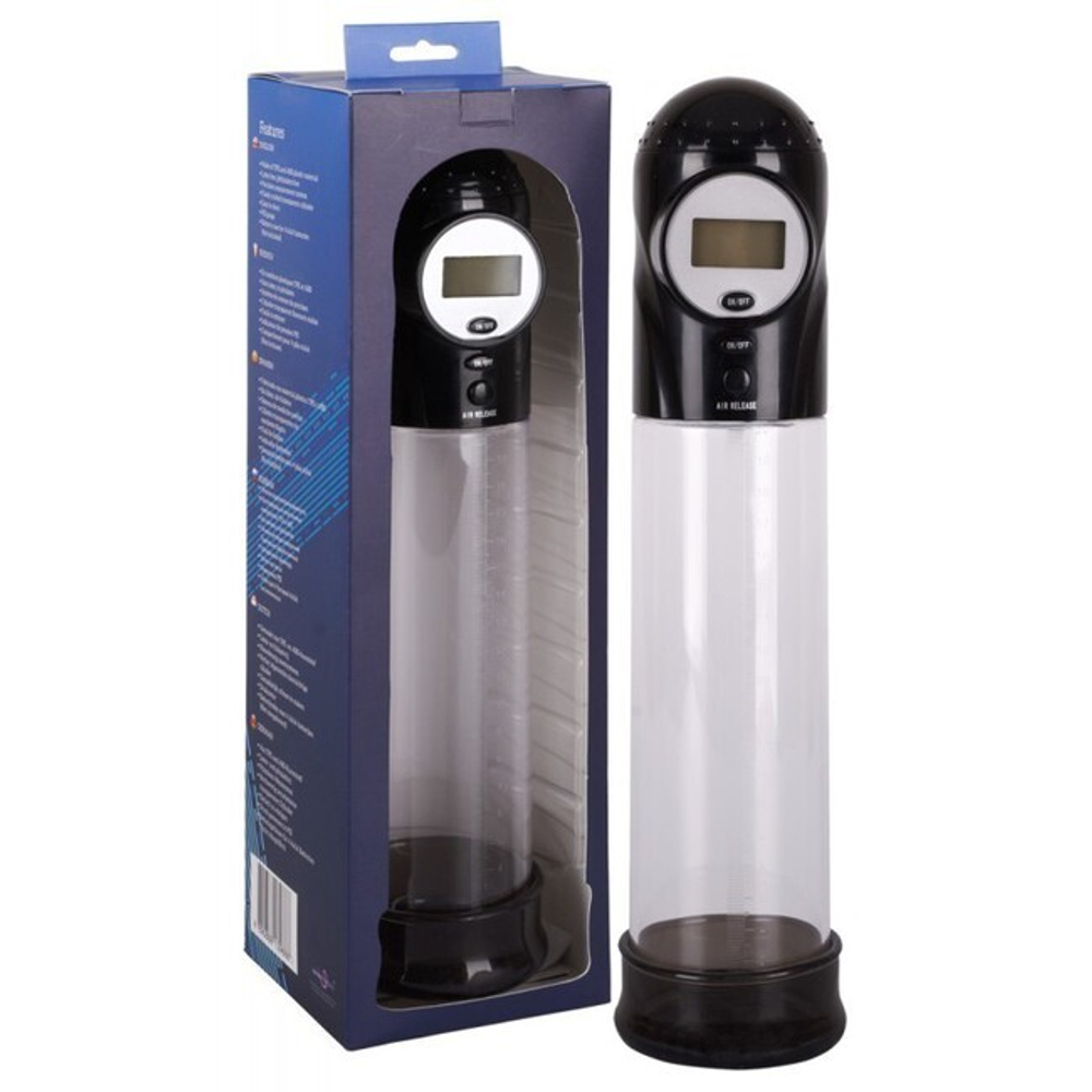 Автоматическая вакуумная помпа для пениса Auto Pump ( 21 см, прозрачный с черным) (Цвет: прозрачный с черным)