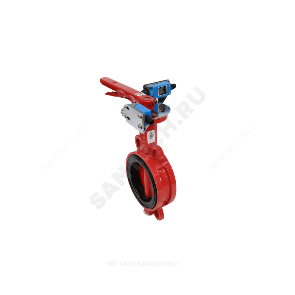 Затвор дисковый поворотный чугун FBV-A Ду 80 Ру10/16 межфл EURO с рукояткой диск чугун манжета EPDM с концевыми выключателями для систем пожаротушения Benarmo
