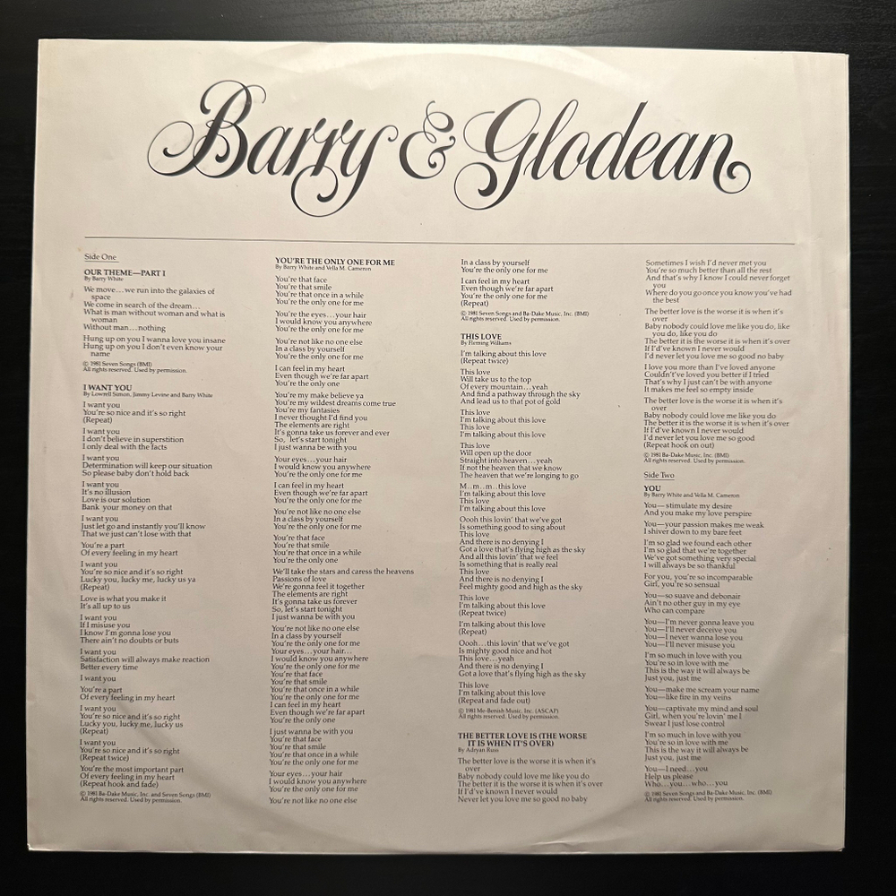 Barry White & Glodean White - Barry & Glodean (Европа 1981г.)