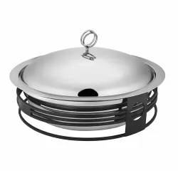 Блюдо для подачи d 25,3 h15 см 1,3 л нерж. с нерж. крышкой на подставке P.L. Hotelware