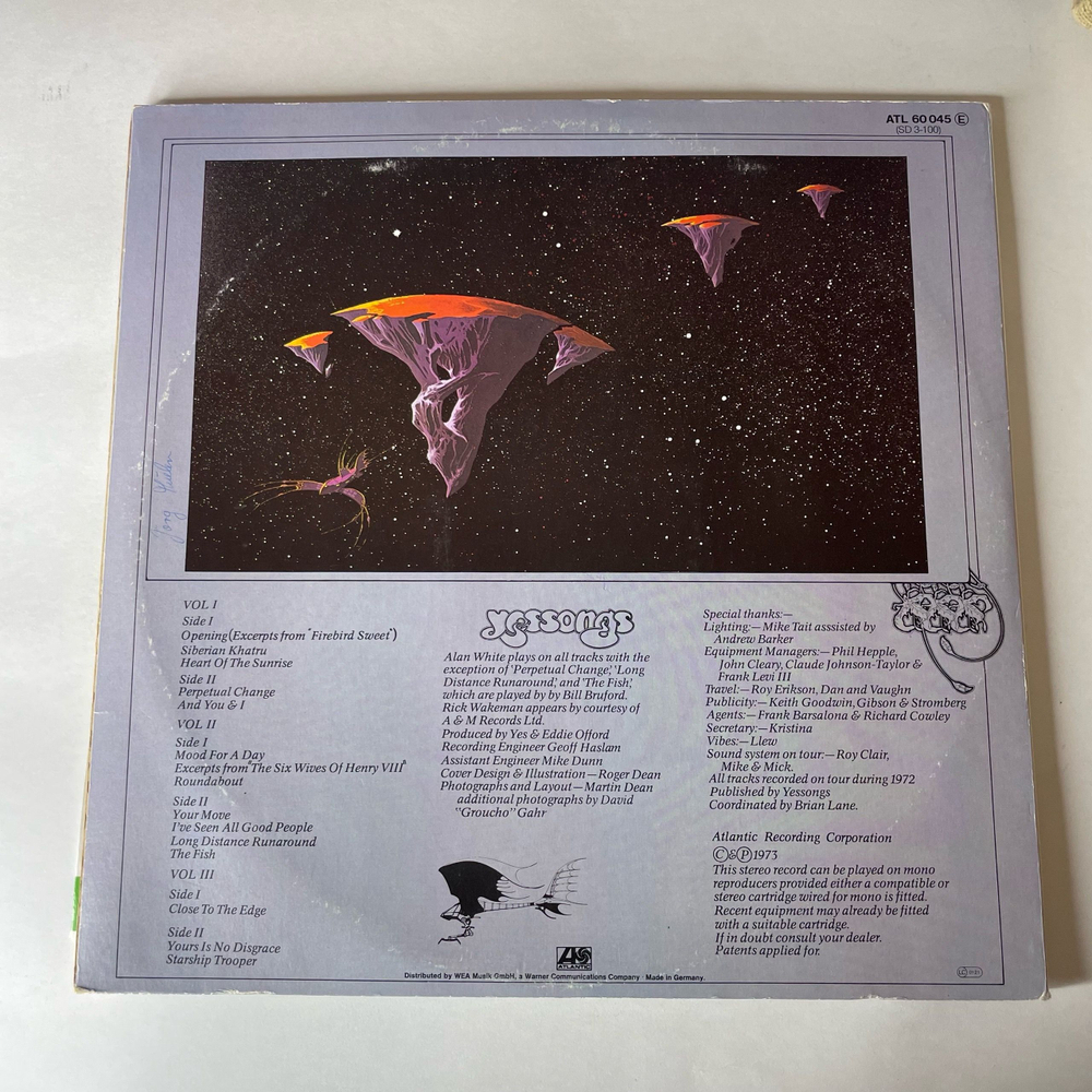 Винтажная виниловая пластинка LP Yes Yessongs (Германия 1973) Close To The Edge