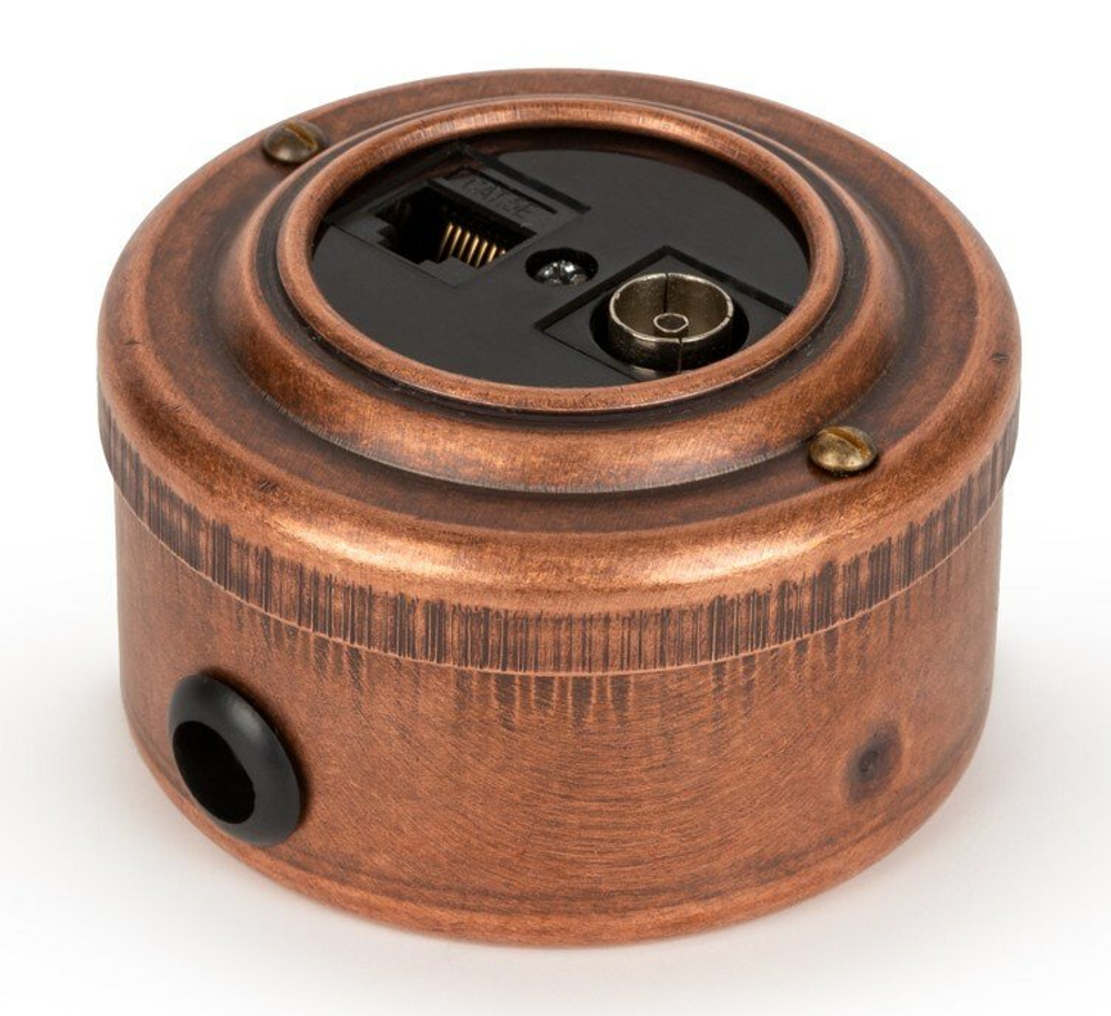 Розетка информационная RJ45+TV (CAT.5E), черная, Старая Медь VINTAGE-BRASS 40405-3