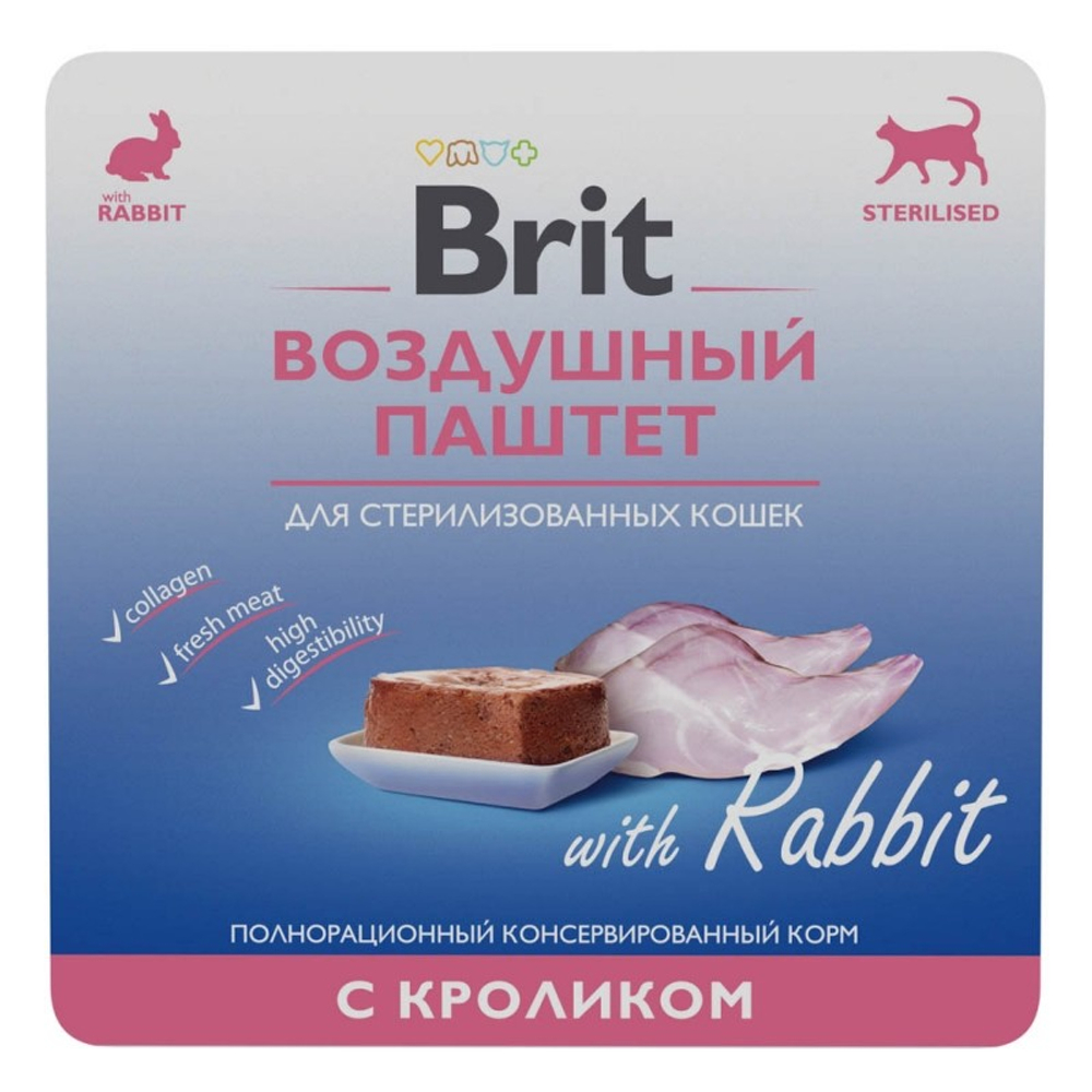 Brit Premium Кролик воздушный паштет ламистер для стерилизованных кошек 100 г