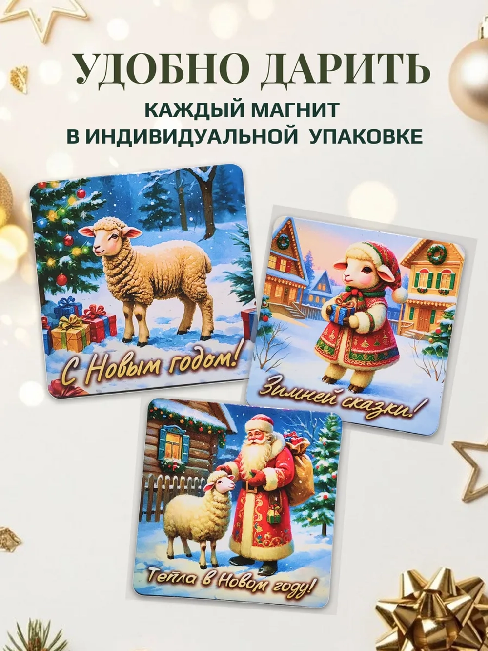 Новогодние магниты на холодильник символ года 2027