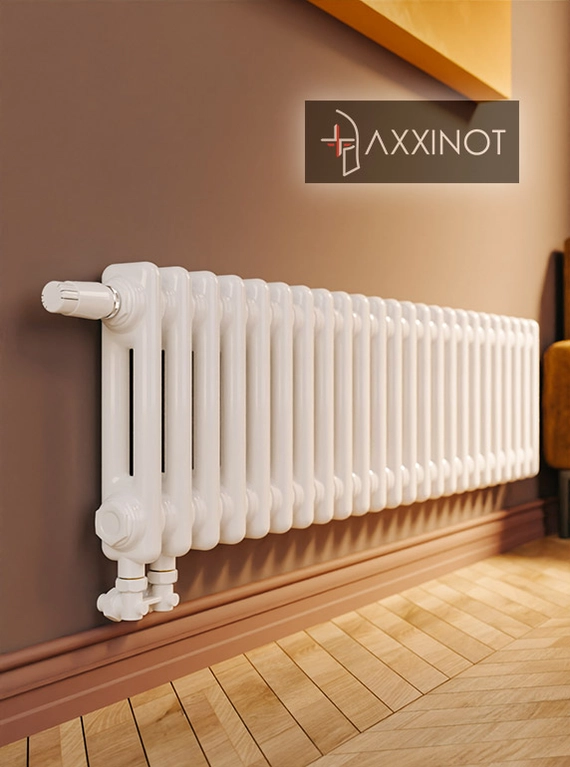Axxinot Sentir 2020 - двухтрубный трубчатый радиатор высотой 200 мм, нижнее подключение с термовентилем, белый