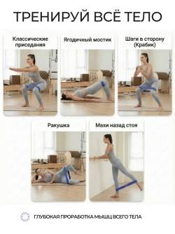 Фитнес резинки тканевые 5 шт эспандер для ног ягодиц