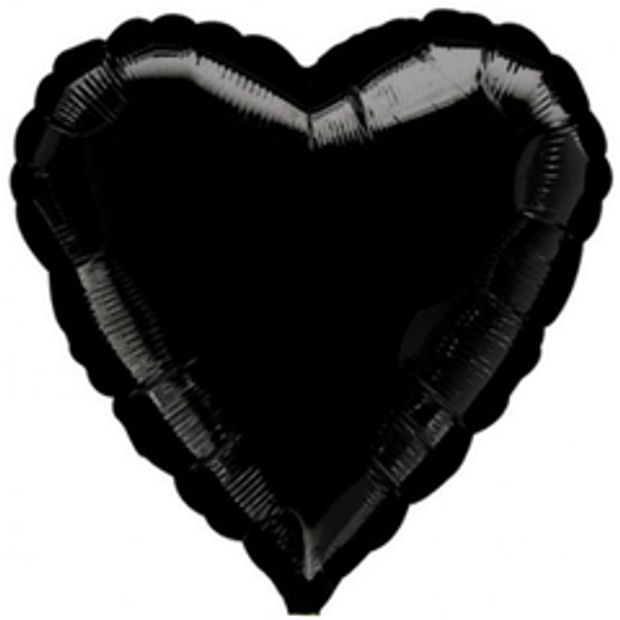 AN Шар Сердце 18"/46 см, Пастель Black (БГ-15)